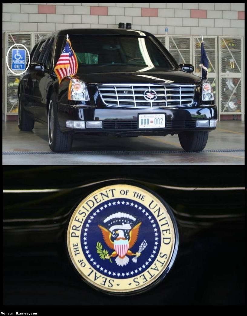 Le president des EÂ‰tats Unis parquant la voiture officielle sur une place reservee pour personnes handicapees... Vraie photo scandaleuse ou image truquee ?